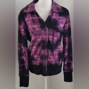 Roxy purple, lilac and black Plaid fall coat